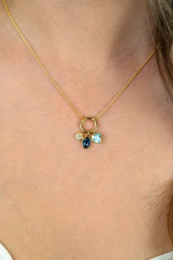 Hot Zinzi gold plated zilveren ketting met ronde sluitring en drie luxe bedels 42-45cm ZIC2737