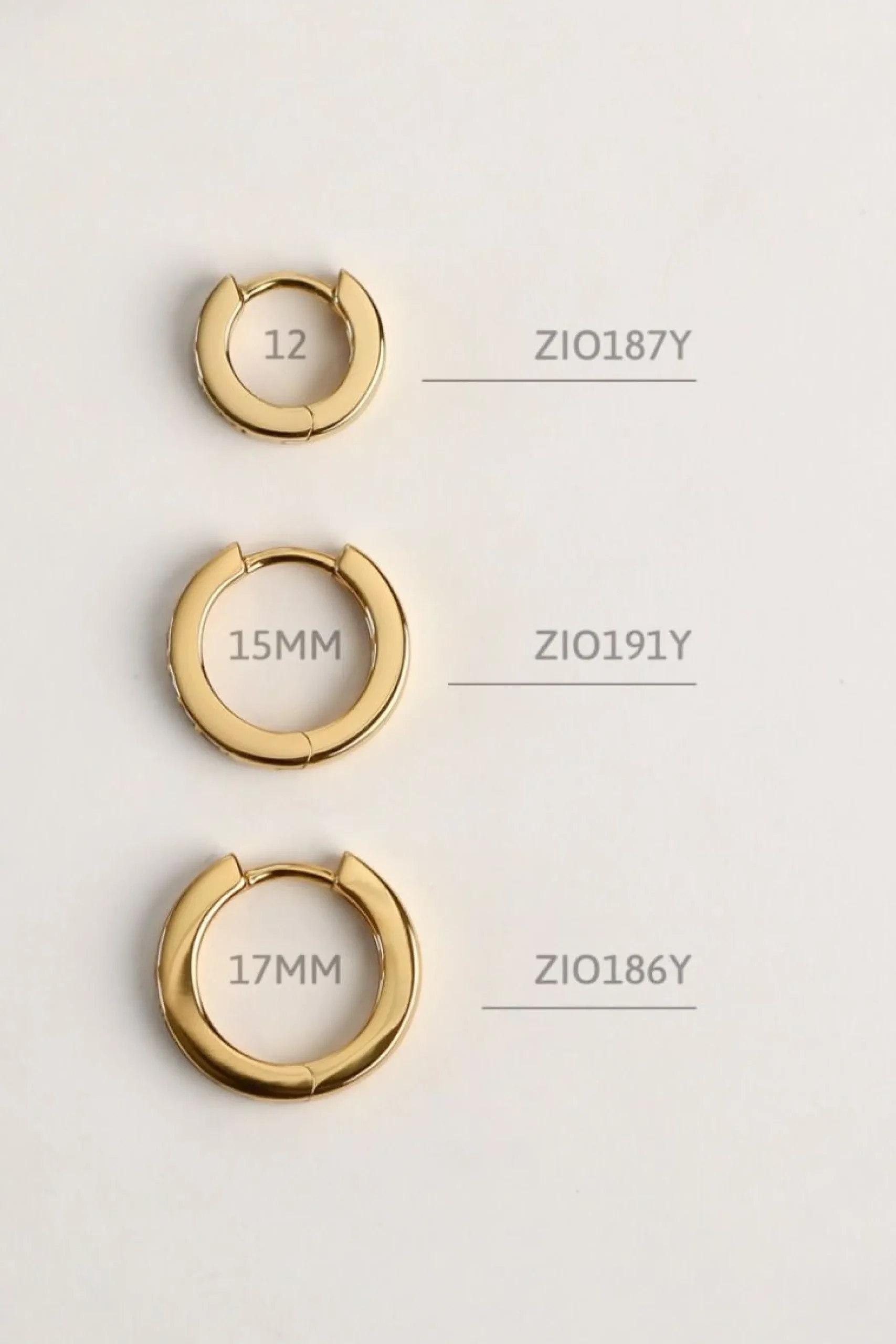 New Zinzi gold plated zilveren oorringen 12 x 3mm bezet met witte zirconia's ZIO187Y