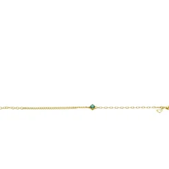 Hot Zinzi gold plated zilveren multi-look armband met ovale en jasseron schakels, met ronde groene kleursteen in vierpootszetting 17-19cm ZIA2660G