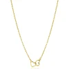 New Zinzi gold plated zilveren ketting met 2 verbonden hartjes 40-45cm ZIC2513G