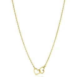 New Zinzi gold plated zilveren ketting met 2 verbonden hartjes 40-45cm ZIC2513G