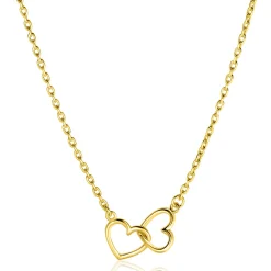 New Zinzi gold plated zilveren ketting met 2 verbonden hartjes 40-45cm ZIC2513G