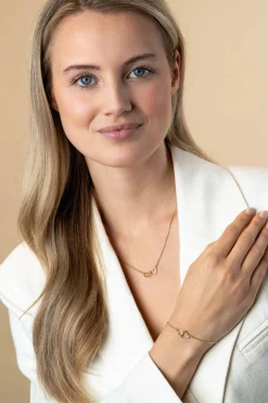 New Zinzi gold plated zilveren ketting met 2 verbonden hartjes 40-45cm ZIC2513G