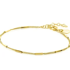 Discount Zinzi gold plated zilveren gourmet armband met staafjes 1,6mm breed 16-19cm ZIA2366G