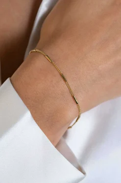 Discount Zinzi gold plated zilveren gourmet armband met staafjes 1,6mm breed 16-19cm ZIA2366G