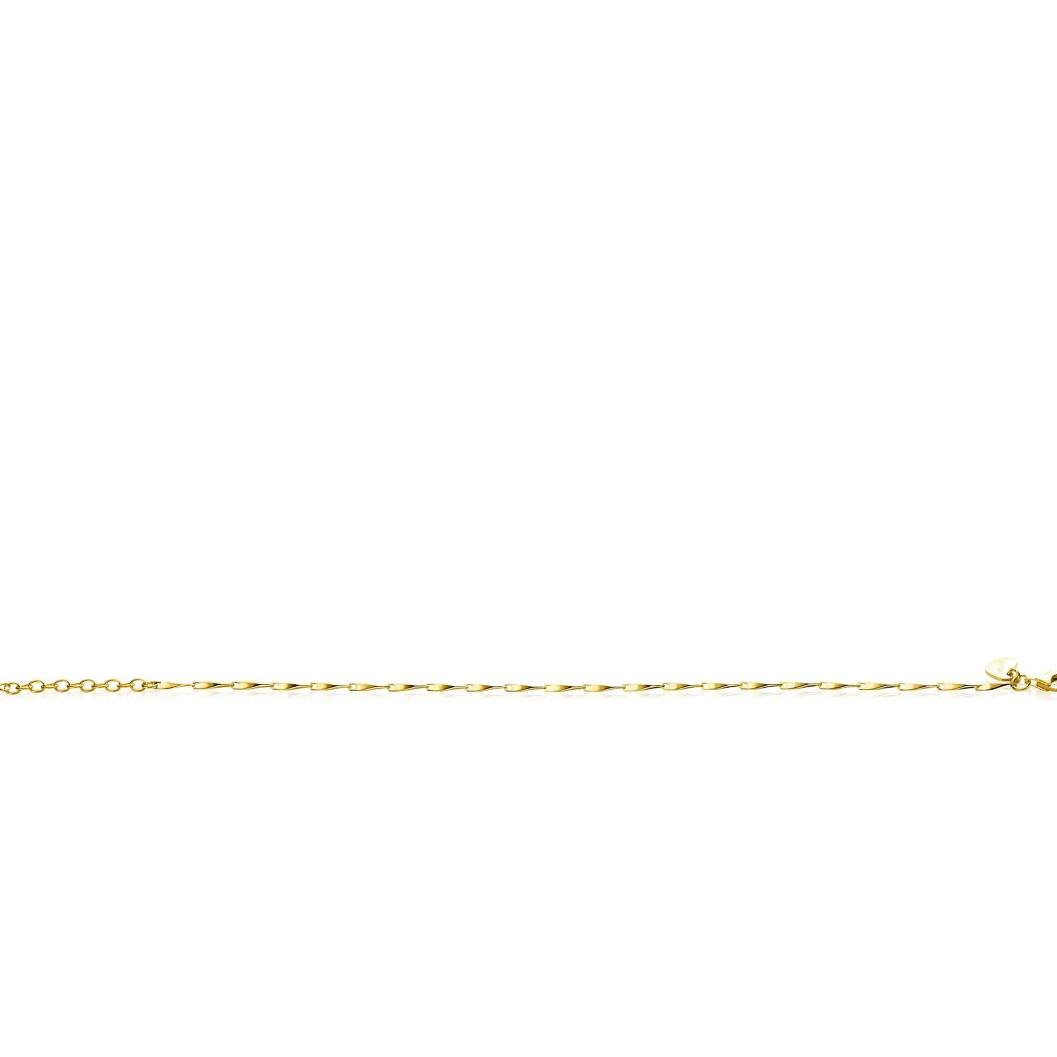 Clearance Zinzi gold plated zilveren schakel armband met glinsterende pijlvormige schakels 1,5mm breed 17,5-20cm ZIA2414G
