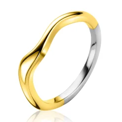 Hot Zinzi gold plated zilveren ring organisch gevormd 3,5mm breed ZIR2627G