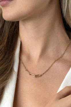 Sale Zinzi gold plated zilveren schakelketting paperclip en 3 grotere ovale schakels 40-45cm ZIC2522