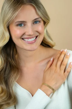 Discount Zinzi gold plated zilveren armband met 8mm brede rolex-style schakel 16,5-20cm ZIA2289G