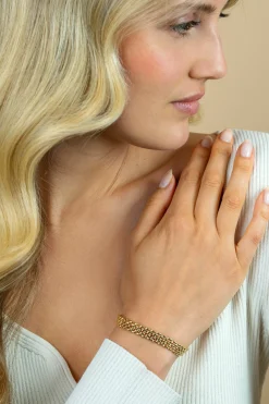 Discount Zinzi gold plated zilveren armband met 8mm brede rolex-style schakel 16,5-20cm ZIA2289G