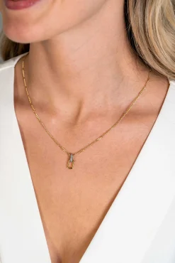 New Zinzi gold plated zilveren ovale hanger 16mm met luxe hangoog bezet met witte zirconia's ZIH2297 (zonder collier)