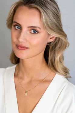 New Zinzi gold plated zilveren ovale hanger 16mm met luxe hangoog bezet met witte zirconia's ZIH2297 (zonder collier)