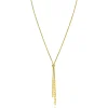 Sale Zinzi gold plated zilveren Y-collier 43–46cm met popcorn schakel en twee bungelende kettinkjes ZIC2710G