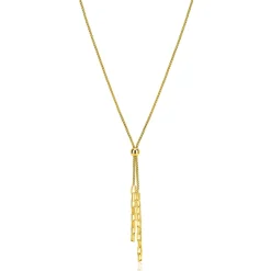 Sale Zinzi gold plated zilveren Y-collier 43–46cm met popcorn schakel en twee bungelende kettinkjes ZIC2710G