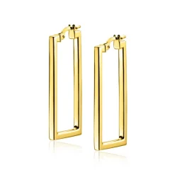 Online Zinzi gold plated zilveren oorringen 30mm in rechthoek vorm buisdikte 2mm ZIO2337G