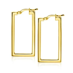 Online Zinzi gold plated zilveren oorringen 30mm in rechthoek vorm buisdikte 2mm ZIO2337G