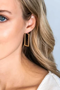 Online Zinzi gold plated zilveren oorringen 30mm in rechthoek vorm buisdikte 2mm ZIO2337G