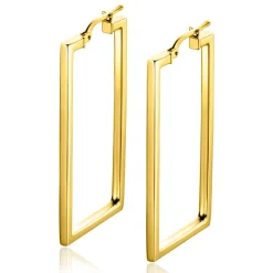 Sale Zinzi gold plated zilveren oorringen 40mm in rechthoek vorm buisdikte 2mm ZIO2337LG