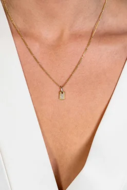 Sale Zinzi gold plated zilveren vierkant plaatje als hanger 15mm vol bezet met witte zirconia's ZIH2299 (zonder collier)