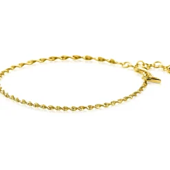 Outlet Zinzi gold plated zilveren singapore armband met glinsterende gedraaide schakels 1,9mm breed 17-20cm ZIA2585G