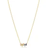 New Zinzi gold plated zilveren ketting met multi-color rechthoekige kleurstenen 42-45cm ZIC2739