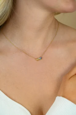 New Zinzi gold plated zilveren ketting met multi-color rechthoekige kleurstenen 42-45cm ZIC2739
