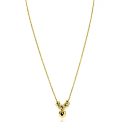 Hot Zinzi gold plated zilveren ketting 42-45cm met hart en 8 glanzende donuts ZIC2760