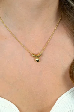 Hot Zinzi gold plated zilveren ketting 42-45cm met hart en 8 glanzende donuts ZIC2760