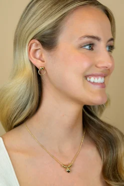 Hot Zinzi gold plated zilveren ketting 42-45cm met hart en 8 glanzende donuts ZIC2760