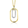 Best Zinzi gold plated zilveren ovale hanger 32mm bezet met witte zirconia's ZIH2329 (zonder collier)