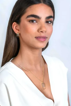 Best Zinzi gold plated zilveren ovale hanger 32mm bezet met witte zirconia's ZIH2329 (zonder collier)