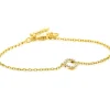 Zinzi gold plated zilveren armband met open rondje (7,5mm) bezet met witte zirconia's 16,5-19,5cm ZIA2550Y