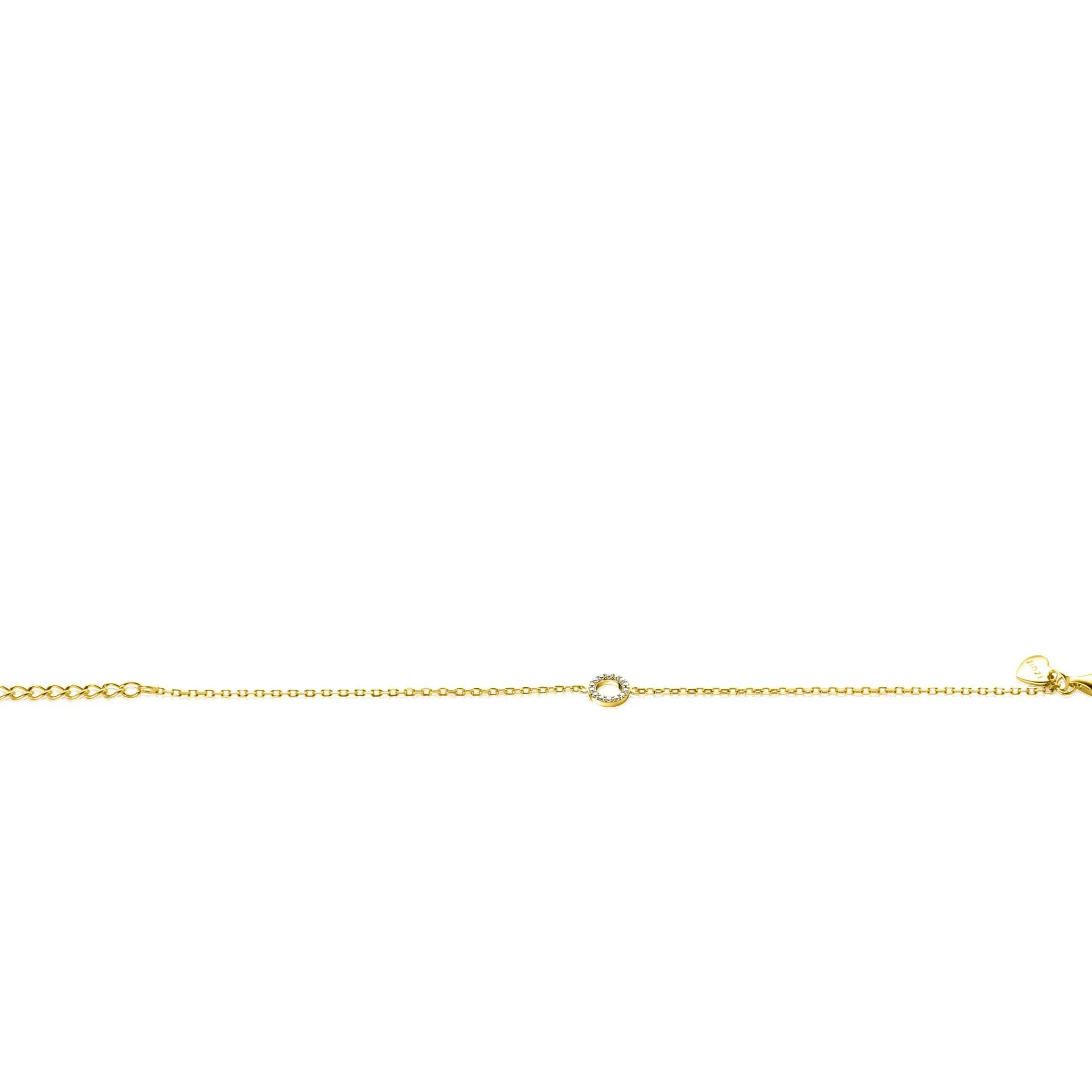 Zinzi gold plated zilveren armband met open rondje (7,5mm) bezet met witte zirconia's 16,5-19,5cm ZIA2550Y