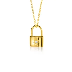 Discount Zinzi gold plated zilveren slot-hanger 15mm met zon-motief en witte zirconia ZIH2356 (zonder collier)