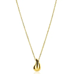 Discount Zinzi gold plated zilveren jasseron ketting 42-45cm met organisch gevormde hanger 18mm ZIC2636G