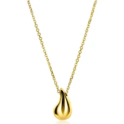 Discount Zinzi gold plated zilveren jasseron ketting 42-45cm met organisch gevormde hanger 18mm ZIC2636G