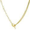 Zinzi gold plated zilveren multi-look ketting 42cm met twee trendy schakels en kapittel-sluiting ZIC2380