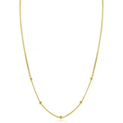 Discount Zinzi gold plated zilveren gourmet ketting met vijf bolletjes 42–45cm ZIC2714G