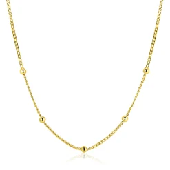 Discount Zinzi gold plated zilveren gourmet ketting met vijf bolletjes 42–45cm ZIC2714G