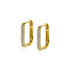 New Zinzi gold plated zilveren luxe oorringen 15x2mm rechthoekig met witte zirconia's ZIO2221Y