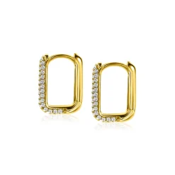 New Zinzi gold plated zilveren luxe oorringen 15x2mm rechthoekig met witte zirconia's ZIO2221Y