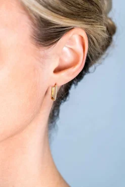 New Zinzi gold plated zilveren luxe oorringen 15x2mm rechthoekig met witte zirconia's ZIO2221Y