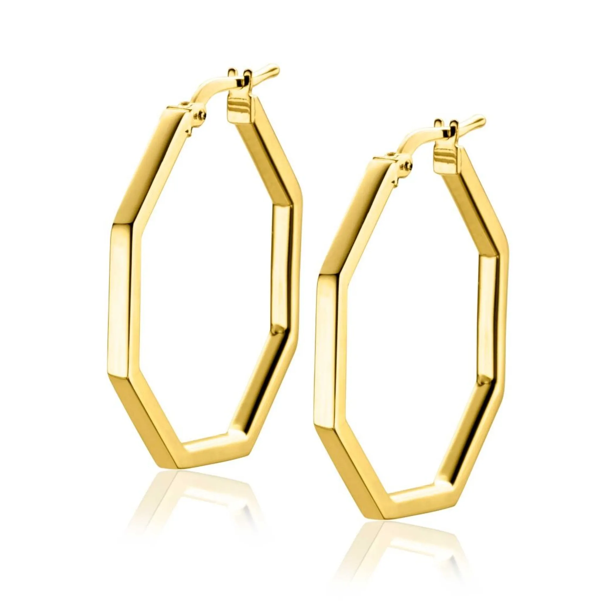 Hot Zinzi gold plated zilveren oorringen in trendy zeshoek 27 x 2mm ZIO2323G