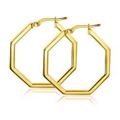 Hot Zinzi gold plated zilveren oorringen in trendy zeshoek 27 x 2mm ZIO2323G