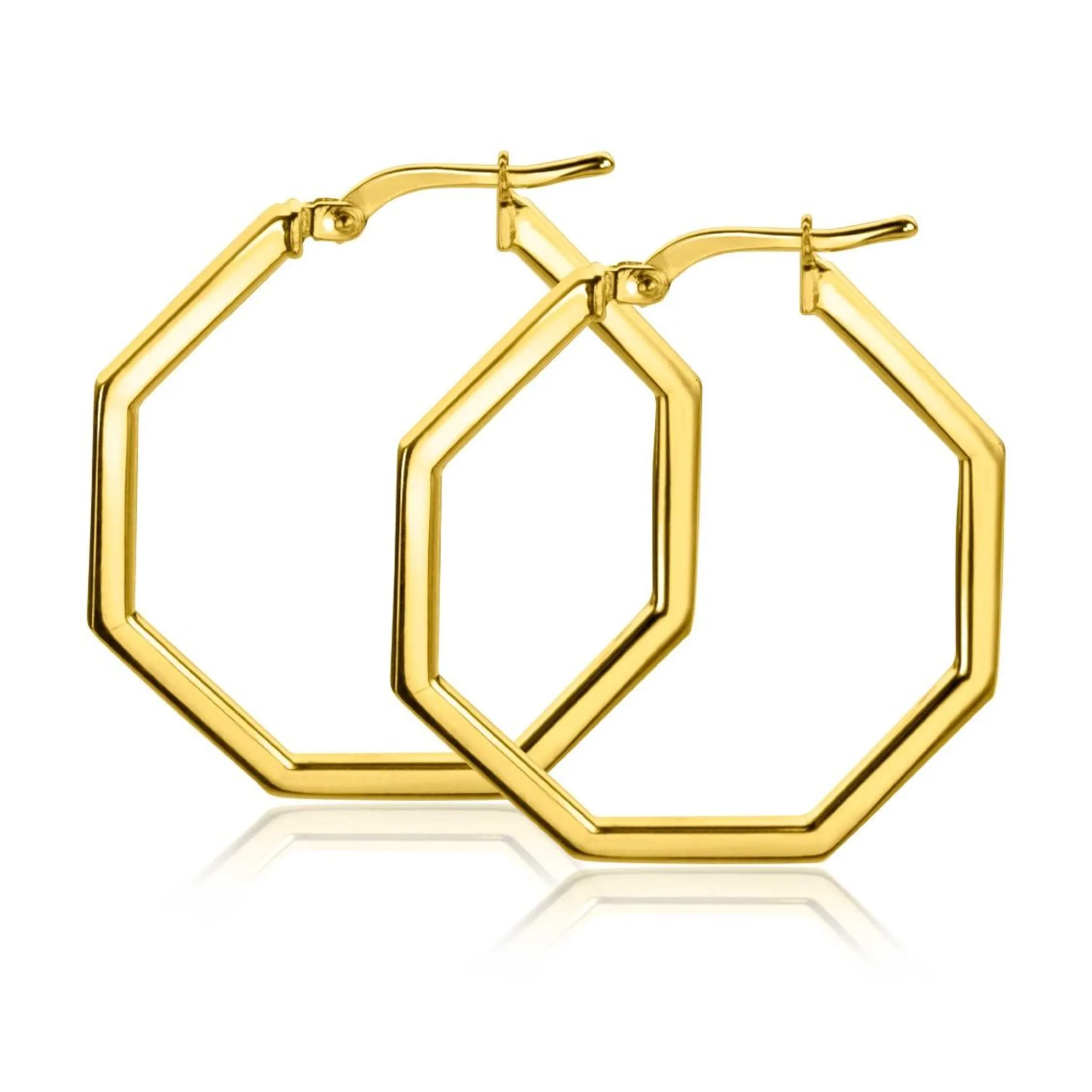 Hot Zinzi gold plated zilveren oorringen in trendy zeshoek 27 x 2mm ZIO2323G