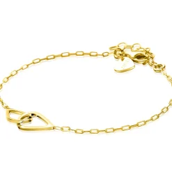 Outlet Zinzi gold plated zilveren armband met paperclip-schakels, waarbij in het midden twee druppelvormen mooi met elkaar verbonden zijn 17-20cm ZIA2634