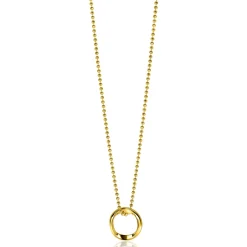 Clearance Zinzi gold plated zilveren bolletjes ketting met gladde hanger in ronde organische vorm 45-48cm ZIC2611G