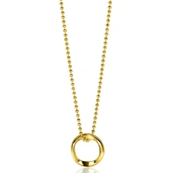 Clearance Zinzi gold plated zilveren bolletjes ketting met gladde hanger in ronde organische vorm 45-48cm ZIC2611G