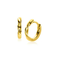 Outlet Zinzi gold plated zilveren oorringen met gedraaide buis 12 x 2mm ZIO2321G