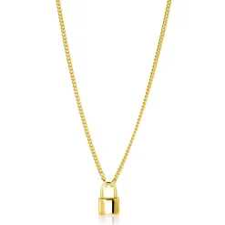 New Zinzi gold plated zilveren gourmet ketting 45cm met trendy slotje als bedel 40-45cm ZIC2354G